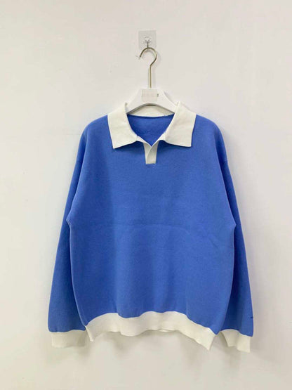 White Collar Long Sleeve Polo