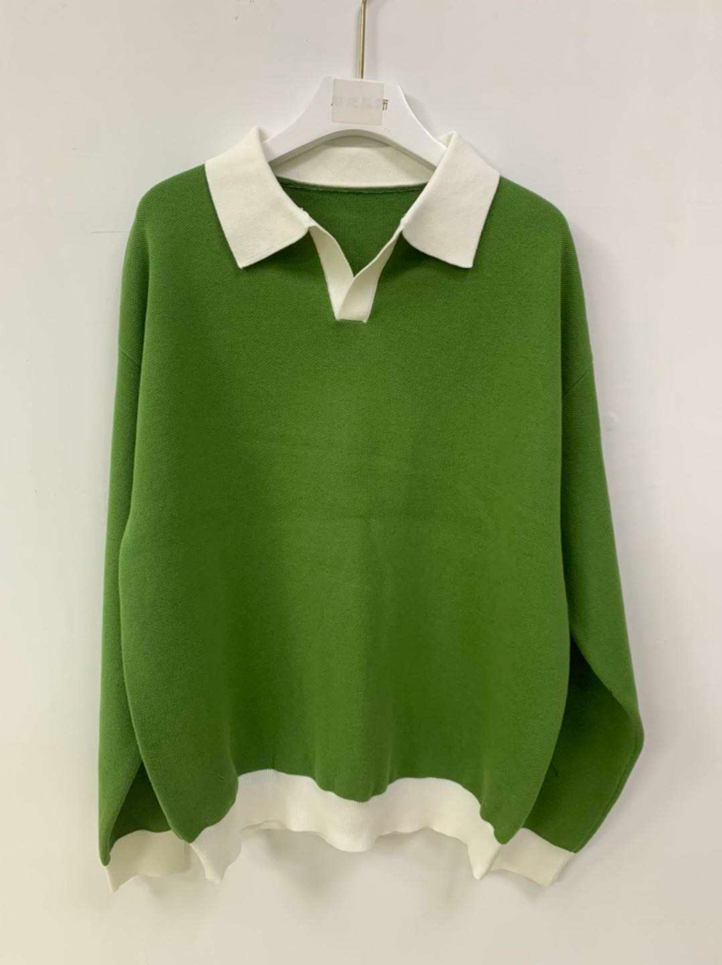 White Collar Long Sleeve Polo